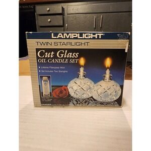 Vintage Lamplight Farms TWIN‎ STARLIGHTS Oil Candle Set w/Oil